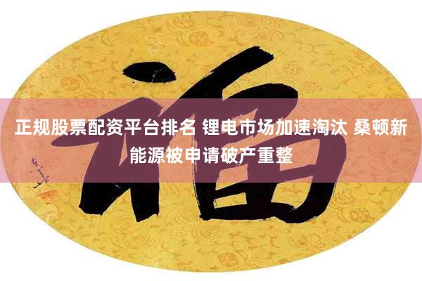 正规股票配资平台排名 锂电市场加速淘汰 桑顿新能源被申请破产重整