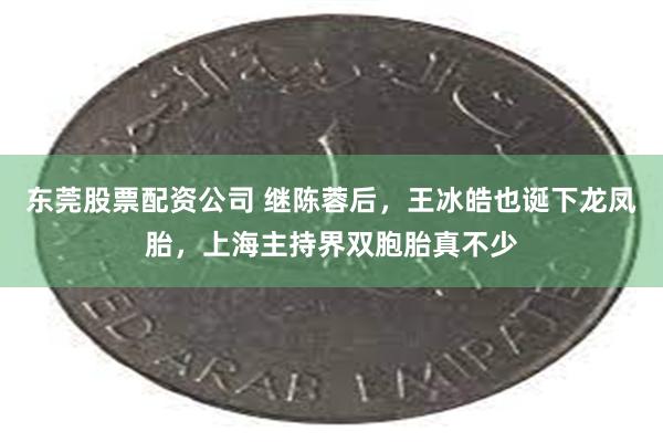 东莞股票配资公司 继陈蓉后，王冰皓也诞下龙凤胎，上海主持界双胞胎真不少