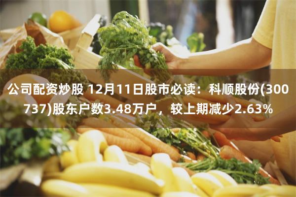 公司配资炒股 12月11日股市必读：科顺股份(300737)股东户数3.48万户，较上期减少2.63%