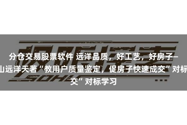分仓交易股票软件 远洋品质，好工艺，好房子——中山远洋天著“教用户质量鉴定，促房子快速成交”对标学习